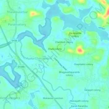 Puranadathil colony topographic map, elevation, terrain