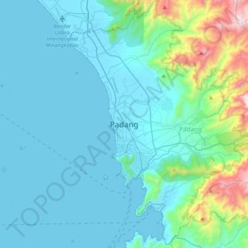 Padang topographic map, elevation, terrain