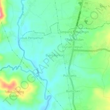 Bukit Barisan topographic map, elevation, terrain