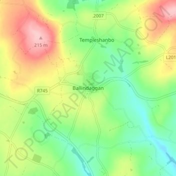 Ballindaggan topographic map, elevation, terrain