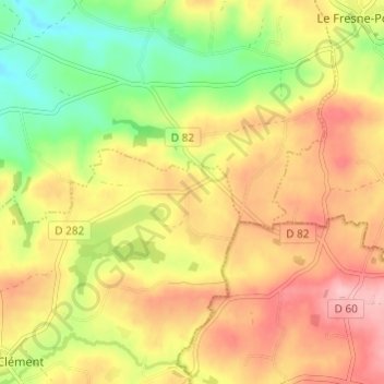 Moutons topographic map, elevation, terrain