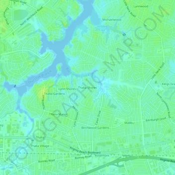 Thalia Shores topographic map, elevation, terrain