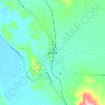 Quirindi topographic map, elevation, terrain