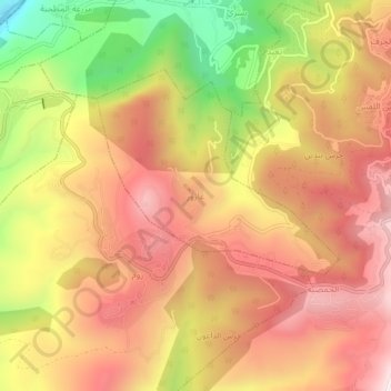 Azour topographic map, elevation, terrain