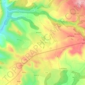 Saint-Peyronis topographic map, elevation, terrain