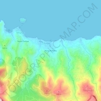 Agios Andreas topographic map, elevation, terrain