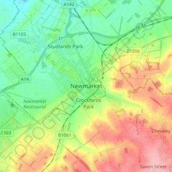 Newmarket topographic map, elevation, terrain