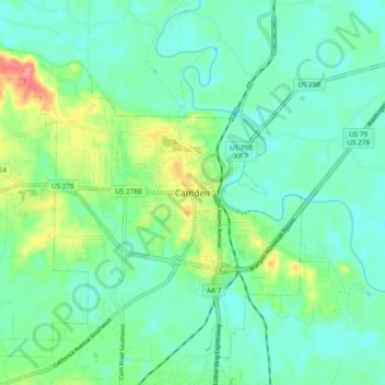 Camden topographic map, elevation, terrain