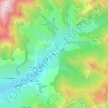 Liadouze topographic map, elevation, terrain