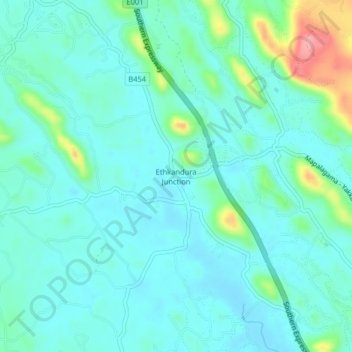 Ethkandura Junction topographic map, elevation, terrain