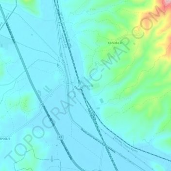Ponticelli topographic map, elevation, terrain