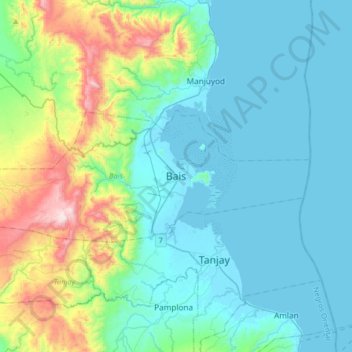 Bais topographic map, elevation, terrain
