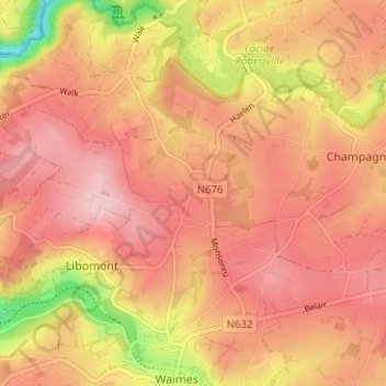 Bruyères topographic map, elevation, terrain
