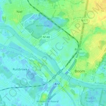 Noeveren topographic map, elevation, terrain