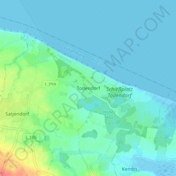 Todendorf topographic map, elevation, terrain