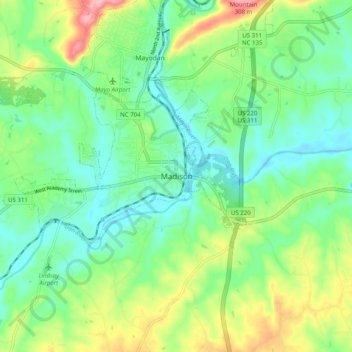 Madison topographic map, elevation, terrain