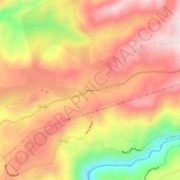 Pioneer topographic map, elevation, terrain