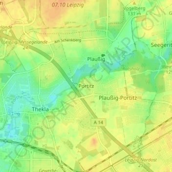 Portitz topographic map, elevation, terrain