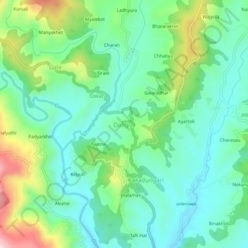 Dangoli topographic map, elevation, terrain