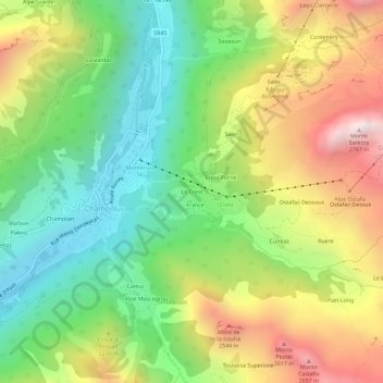 Le Crest topographic map, elevation, terrain