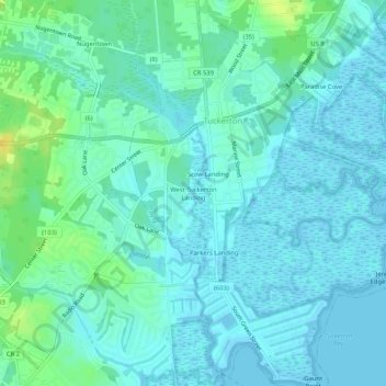 West Tuckerton Landing topographic map, elevation, terrain