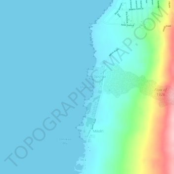 Milolii Bay topographic map, elevation, terrain