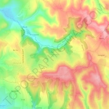 Pénoutou topographic map, elevation, terrain
