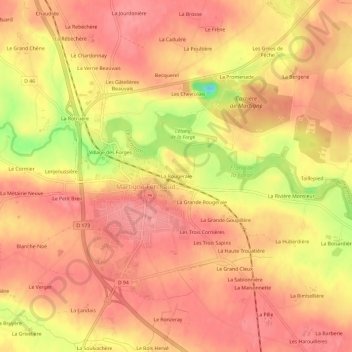 La Rougeraie topographic map, elevation, terrain