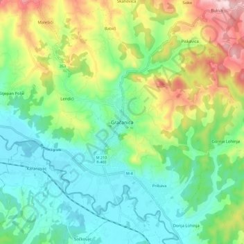 Gračanica topographic map, elevation, terrain