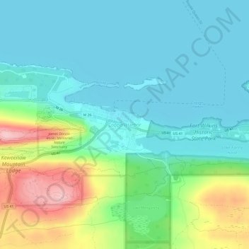 Copper Harbor topographic map, elevation, terrain