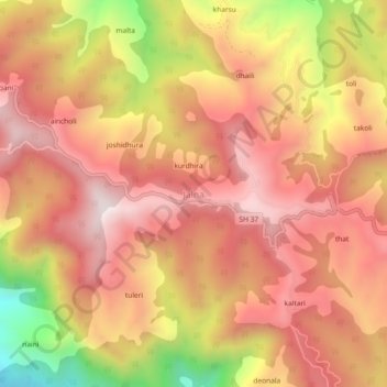 Jalna topographic map, elevation, terrain