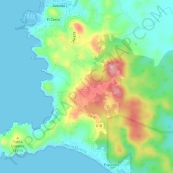 Manuel Antonio topographic map, elevation, terrain