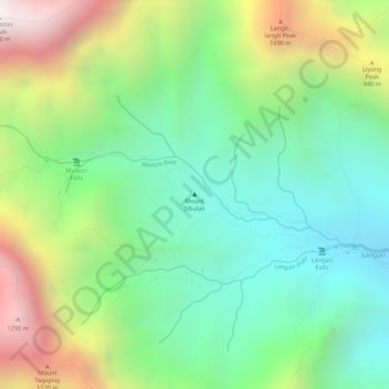 Mount Sibulan topographic map, elevation, terrain
