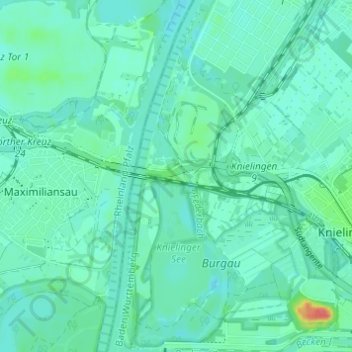 Maxau topographic map, elevation, terrain