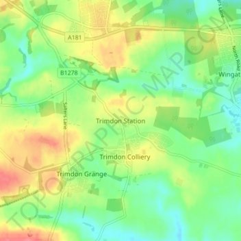 Trimdon Station topographic map, elevation, terrain