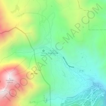 Aspen Grove topographic map, elevation, terrain