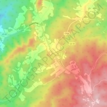 Hico topographic map, elevation, terrain