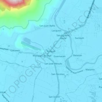 Arayat topographic map, elevation, terrain