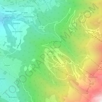 Prapoutel topographic map, elevation, terrain