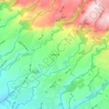 Carbonal topographic map, elevation, terrain