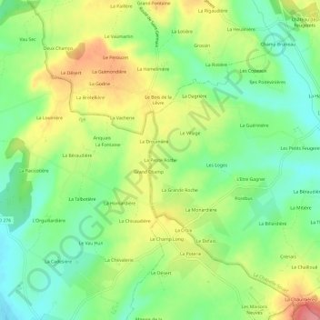 La Petite Roche topographic map, elevation, terrain