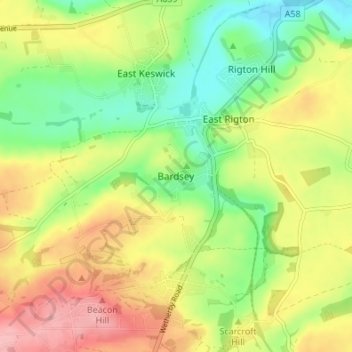 Bardsey topographic map, elevation, terrain
