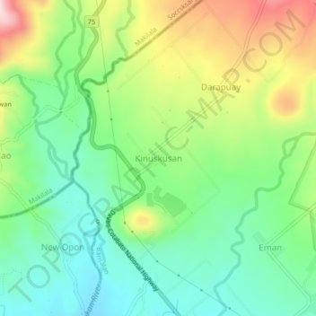Kinuskusan topographic map, elevation, terrain