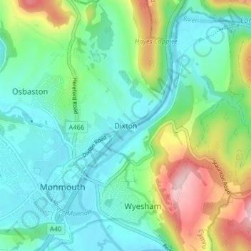 Dixton topographic map, elevation, terrain
