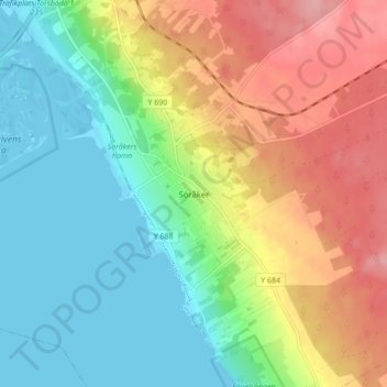 Söråker topographic map, elevation, terrain