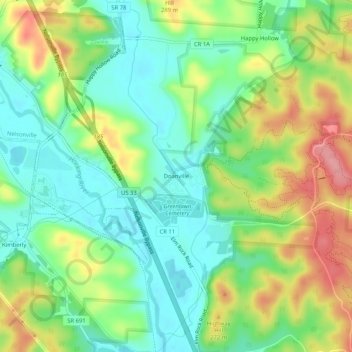 Doanville topographic map, elevation, terrain
