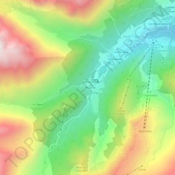 Les Moulins topographic map, elevation, terrain