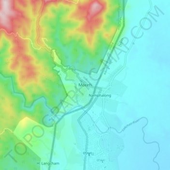 Moreh topographic map, elevation, terrain