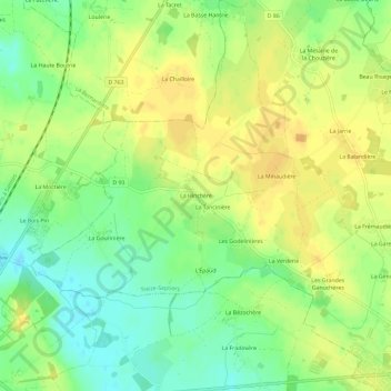 La Hinchère topographic map, elevation, terrain