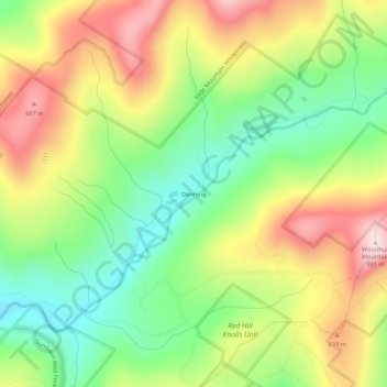 Denning topographic map, elevation, terrain